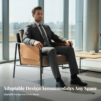 Saddle Armrest Armchair Modern Design Lounge Chair High-Resilience Seat Padding Breathable Textile for Hotel, Coffee Shop