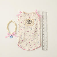 Cat Vest Tank Top Shirts Sleeveless Vest, Soft Breathable Polyester Floral Ruffle Strappy Neckline, Hairless Cat Clothes for Spring and Summer