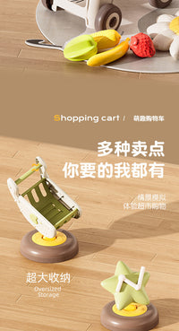 Kids Shopping Cart Toy with Simulated Fruits and Vegetables