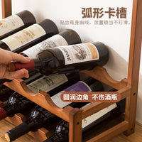 Wooden Wine Rack, Bamboo, Foldable, 1-Tier, Holds 3 Bottles, Hanging Wine Glass Rack, Display Stand