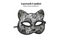 Mysterious Look Lace Feline Half-Mask Design Lace Feline Eye Mask Easy to Wear Costume Accessory Lightweight and Comfortable for Cosplayers, Adults, Party-Goers, Halloween, Cosplay Events, Photoshoots, Masquerade Balls