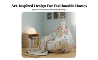 Graffiti Print Pouch Seat Creative Doodle Pattern Oversized Soft Seat Chair Multi-Functional Design Supportive Foam Filling
