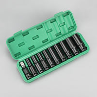 11 Pieces Metric Deep Socket Set High-Force Impact Socket Set 6-Point Tool Organized for Motorcycle Maintenance