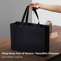 Elegant Design Black Paper Gift Bag Thick Cardstock Material Black Gift Bag with Handles Reinforced Bottom for Men, Adults, Corporate Events
