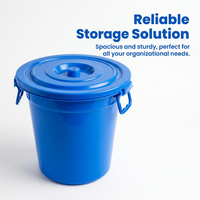 Large Blue Bucket, Round PP Container with Reinforced Handles, Household Water Storage Barrel, Indus - Image 2