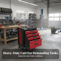 Effortless Ball-Bearing Drawers 7-Drawer Tool Cart Integrated Lock 7-Drawer Rolling Tool Chest Powder-Coated Finish Mobile Workshop Trolley Easy Assembly for DIY Enthusiasts, Technicians, Tradespeople, Repair Shop, Factory, Warehouse, Basement