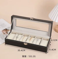 Multi-Slot PU Leather Watch Storage Box with Divider