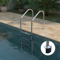 Swimming Pool Ladder with Handrails Stainless Steel in-Ground Pool Ladder Pre-Embedded for Backyard Pools