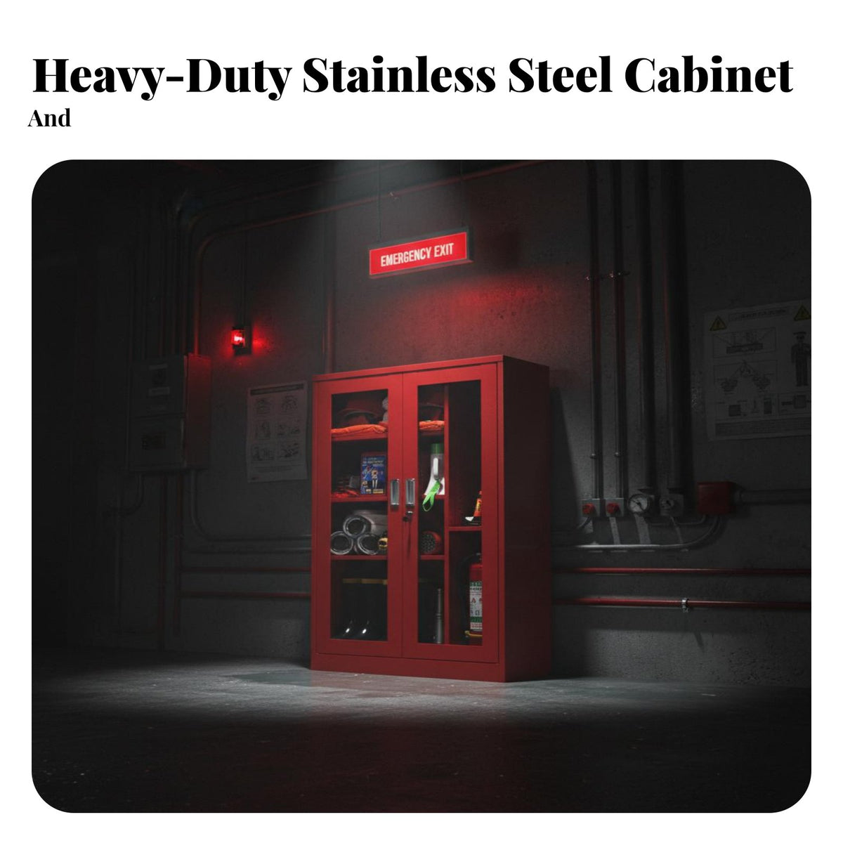 Fire Suppression Device Cabinet Rust-Resistant Fire Cabinet Heavy-Duty Emergency Equipment Locker for Property Managers, Business Owners, Schools