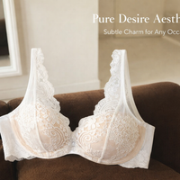Lingerie Set for Women with 3/4 Cup Minimizing Bra for Large Bust, Lace with Back Closure for Everyday Wear