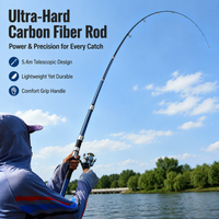 Carbon Fiber Telescopic Fishing Rod, 5 Section Very Hard Fishing Pole, Portable Freshwater Fishing Rod for Stream, Reservoir, Pond