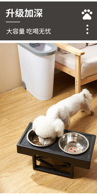 狗狗碗可升降不锈钢双碗食盆金毛饮水猫咪可拆防打翻喂食器狗粮碗