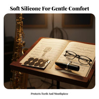 8 Pieces Protects Teeth Saxophindividual Tooth Protector Reduces Vibration Self Tooth Guard Strong Adhesion for Saxophonists, Clarinetists