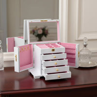 Wooden Jewelry Box Vintage Design Drawer Jewelry Box Large Capacity for Bedroom