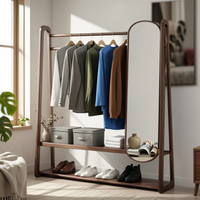 Organizer with Full-Length Mirror Freestanding Coat Rack Triple-Function Design Space-Saving for Homeowners, Apartment Dwellers