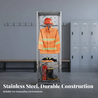 Firefighter Uniform Rack Heavy Duty Stainless Steel Turnout Gear Stand Multi-Level Storage Double-Sided Equipment Rack for Firefighters, Changing Room