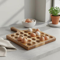 Wooden Egg Holder Versatile Use Wooden Egg Tray Easy to Clean Acacia Wood Serving Board for Caterers, Kitchen Countertop, Parties, Refrigerator