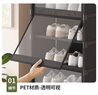 鞋盒收纳透明鞋柜鞋子收纳神器家用多层省空间置物架子宿舍防尘架 42x30x18.5cm 【透明防尘】白色 -七层6格长42cm