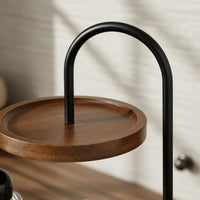 Double Layer Display Shelf Open Design Wood and Metal Vanity Tray Nordic Design