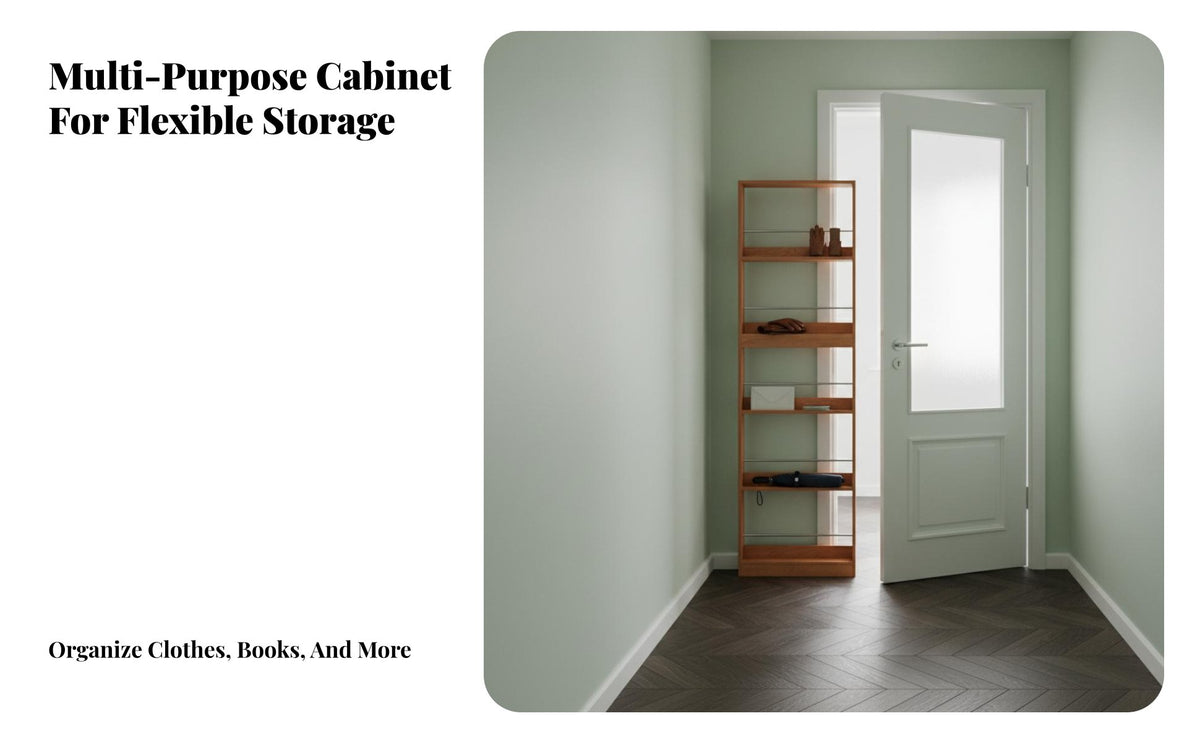 Space-Saving Mobile Coat and Book Stand Slim silhouette Hallway Organizer Floor-Standing Entryway Rack Multi-Functional for Apartment Dwellers, Homeowners, Families, Behind the Door, Mudroom, Bedroom