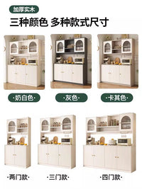 Cream Style Solid Wood Sideboard with Wine Cabinet, Storage Cabinet for Kitchen and Living Room