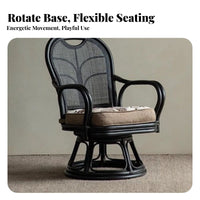 Japanese Design Leisure Chair Ergonomic Rear Rest Wicker Armchair Fan Rear Pedestal Chair Lightweight Indoor Seating