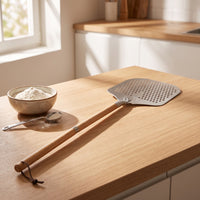 Pizza Peel with Wooden Handle Perforated Pizza Peel Detachable for Kitchen