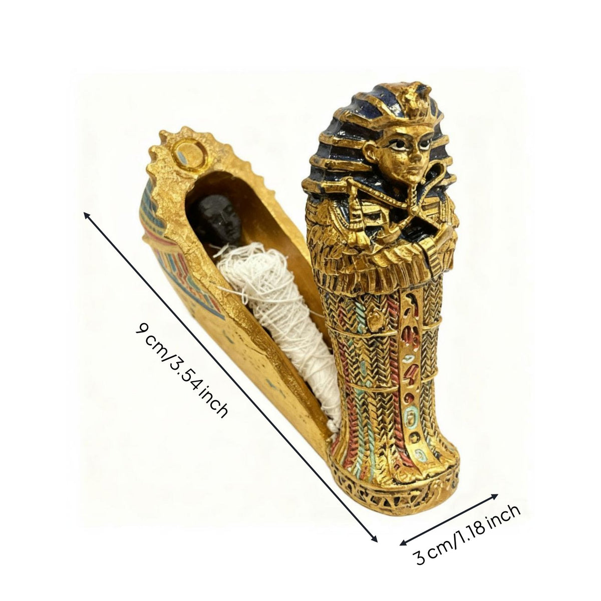 Egyptian Sarcophagus Figurine Collectible Pharaoh Casket Figurine for Collectors