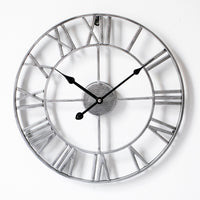 Round Metal Wall Clock with Roman Numerals