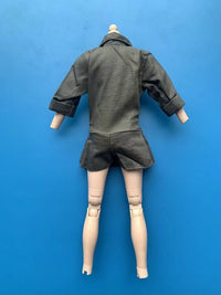 zqn 1/6 女兵人 衣服 连衣裙 连体衣 军绿色 工装衣 瘦身 模型