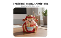Deity of Prosperity Figurine Creative Gift Chinese God Ornament Good Luck Charm Cute Deity Statue for Home Stylists, Collectors, Living Room, Bedroom