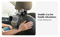 2-in-1 Car Hook Phone Mount 360° Rotation 2-in-1 Car Headrest Hook Rear Seat Phone Amusement Stand Anti-Slip for Travel