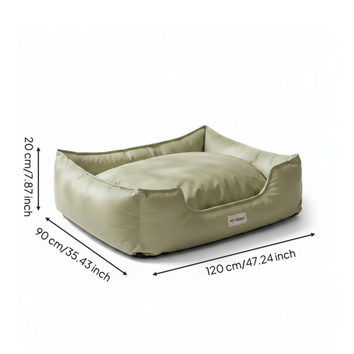 Square Dog Sofa Bed Stain-Resistant Animal Furniture PU Leather Dog Bed Soft Padded