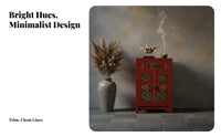 Hand-Painted 2-Drawer Cabinet Vintage Look Nightstand Fully Assembled Sturdy Construction for Homeowners, Partners