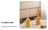 Vibrant Design Fruit Shaped Candle Holder Minimalist Aesthetic Decorative Fruit Candle Stand Compact Size for Women, Desktop, Living Room