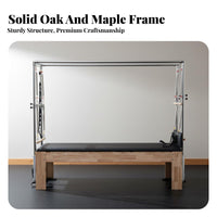 Luxury Reformer Combo Oak Wood Frame Pilates Reformer Bed Studio Grade Wooden Pilates Machine for Women, Adults, Home Gym