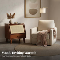 Bedside Storage Cabinet Modern Minimalist Design Wicker-Front Cabinet for Study