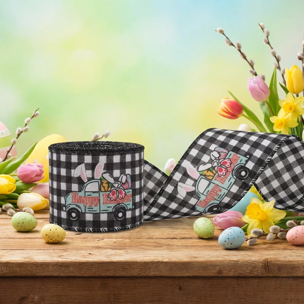 Easter Themed Ribbon Festive Decoration Easter Wired Ribbon Colorful Patterns for Gift Presenters, Event Planners, Home Decor