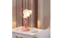 Floral Table Lamp Decorative Lamp with Flower Shade Modern for Dorm Room, Teens