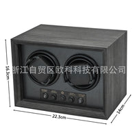 2-Slot Ebony Wood Grain Automatic Watch Winder Box with Digital Display