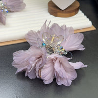 Purple Tulle Butterfly Hair Clip with Crystal Embellishments, Romantic Style