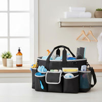 Cleaning Supply Organizer Bag with Handle Multi Pocket Cleaning Bag Multiple Compartments Household Storage for Janitors