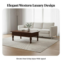 Rectangular Coffee Table with Storage Traditional Design Living Room Furniture Timeless Design Vintage Look for Homeowners