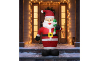 Santa with Candy Cane Upright Inflatable Santa with Candy Cane Yard Decoration Standing Holiday Decor Easy Setup