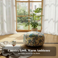 Round serpentPrint Pouf Thick and Comfortable Mandala Pillow with fringe balls