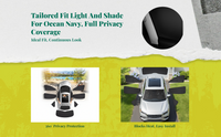 Navy foldable car sunshade, privacy