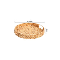 Woven Basket Tray Natural Straw Tray with Handles Shallow for Coffee Table
