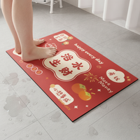 Diatomaceous Earth Bath Mat, Non-Slip Absorbent Floor Mat for Bathroom & Toilet Entrance, Festive Red