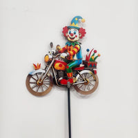 2D Metal Bicycle Clown Wind Spinner for Garden Decoration