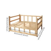 Elevated wooden pet bed, breathable